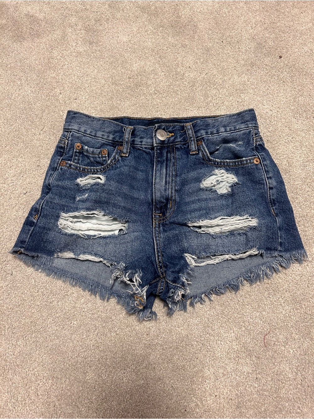 Aeropostale Ripped Dark Blue Denim Jean Shorts